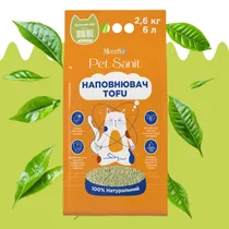Наповнювач Tofu - зелений чай 2,6 кг, 6 л, ПетСаніт (PetSanit), MODES