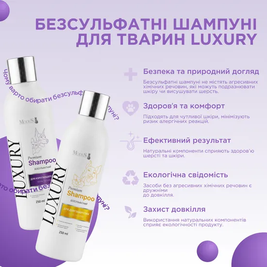 Лакшері (Luxury) преміальний шампунь для собак та котів з чорною шерстю, 250 мл, MODES Лакшері (Luxury) преміальний шампунь для собак та котів з чорною шерстю, 250 мл, MODES