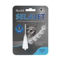 Селавет (Selavet) протипаразитні краплі для собак від 2,6 до 5,0 кг, 0,5 мл, MODES