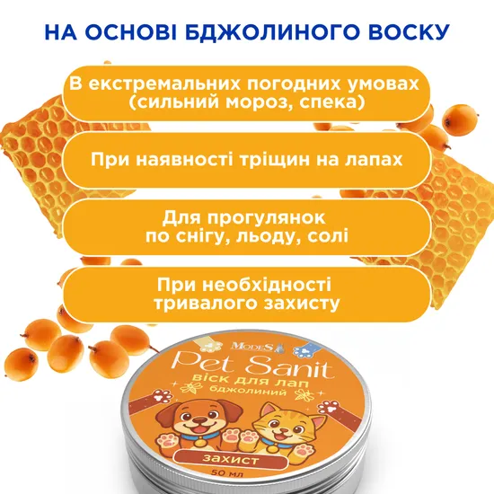 ПетСаніт PetSanit Віск для лап бджолиний 50 мл, MODES