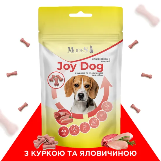 Joy Dog Вітамінізовані ласощі з куркою та яловичиною для собак, MODES
