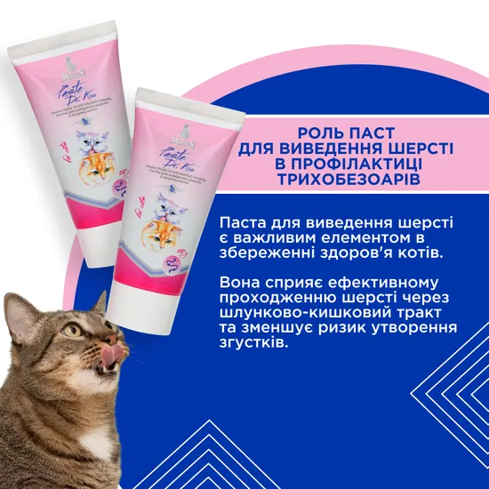 Паста Др. КІС Хеірболл (Paste Dr.KIS Hairball remedy) для виведення шерсті зі шлунку котів 50 г, MODES